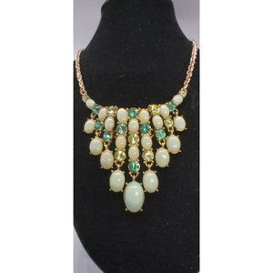 Trifari Waterfall Necklace Earings Teal, Aqua, Rhinestones Hang Tag